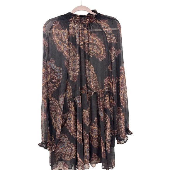 Free People Women's Forget Me Not Sheer Short Paisley Dress Size Large Bohemian - Picture 3 of 9